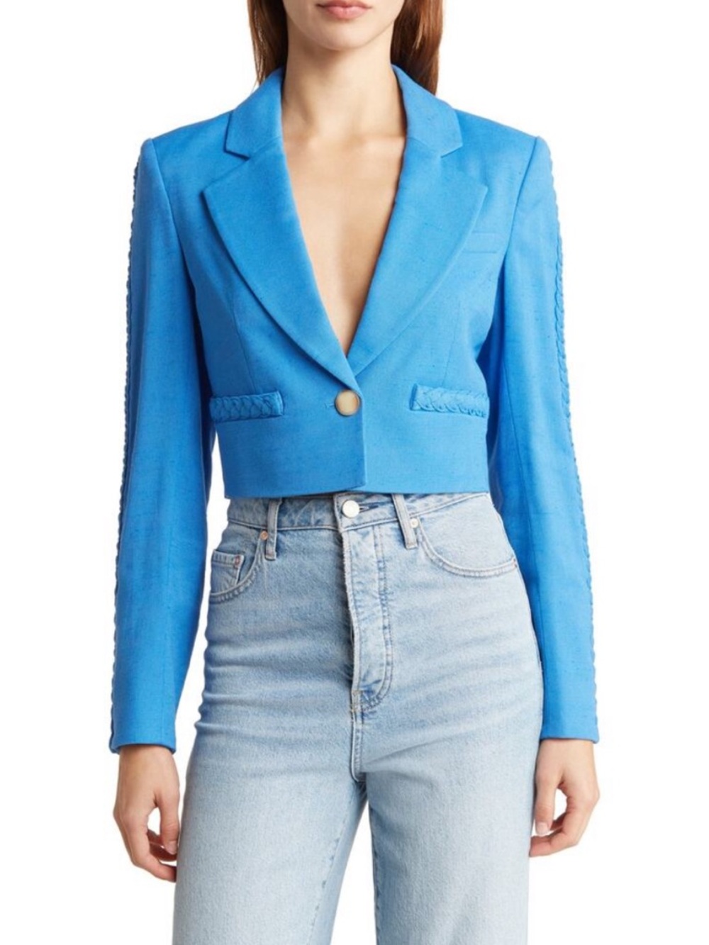 NWT Veronica Beard Behren Cropped Jacket Azure Blue Size 4